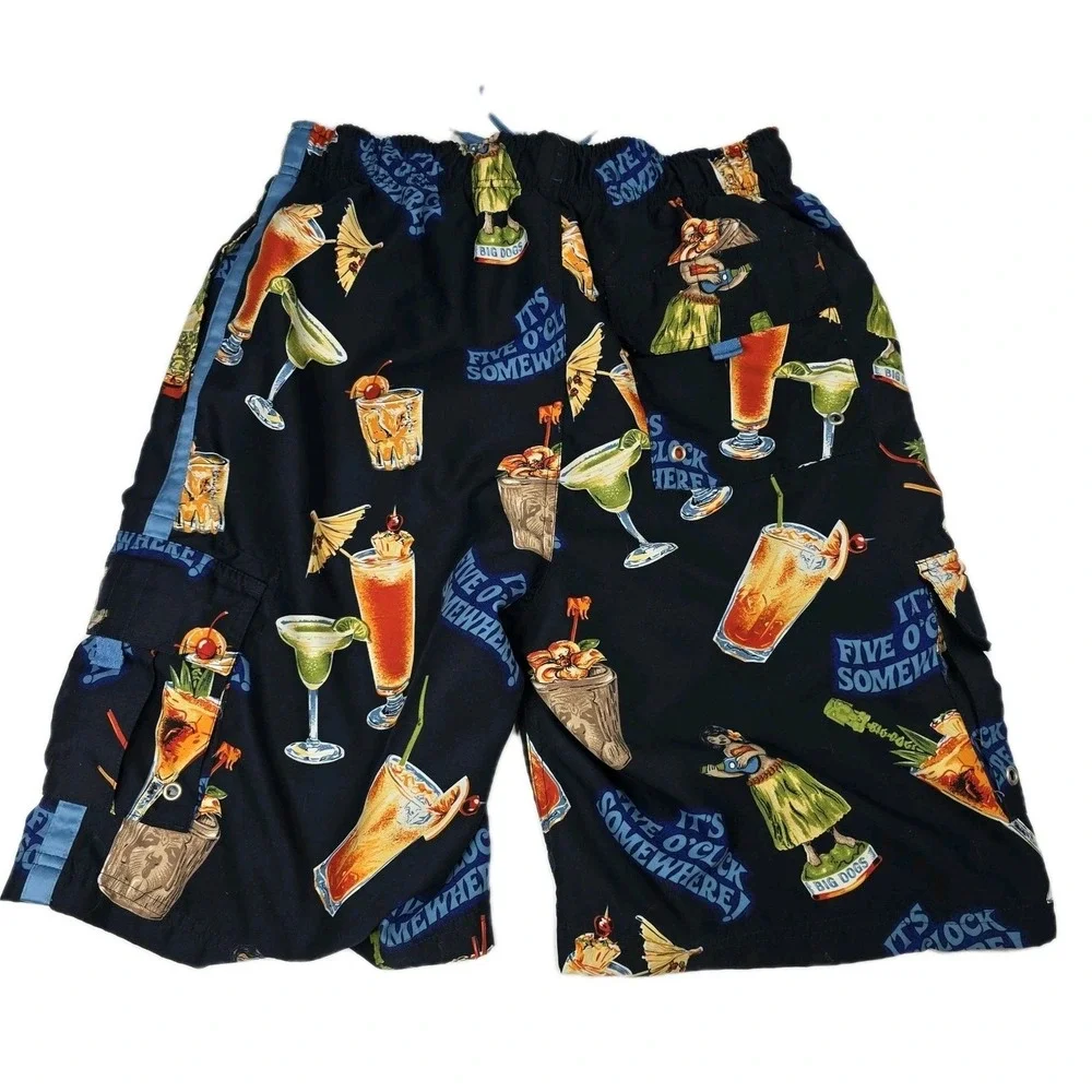 Big Dogs Blue Swim Trunks Board Short Men Size S It's 5 O'clock Somewhere Beer‎